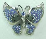 Butterfly inspired jewelry China industrial store wholesale enamel blue butterfly pin with clear cz and silver chips inlaid