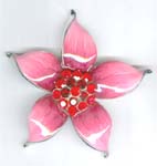 Unique gifts China importer wholesale enamel pinky flower red cz pin 