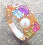 Searching China wholesaler online wholesale multi precious gemstone and pearl gold ring