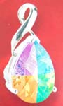 Gift idea China store wholesale sterling silver tear-drop pendant holding rainbow cz in the middle