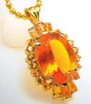 Royal China jewelry distribution supplier wholesale orange tropaz oval shape charm with beaded necklace