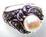 Promise wedding gift shop online supply engraved thick band ring with large white pearl