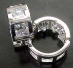 Buy earring quality store wholesale China jewelry coaster square frame clear cz hoop earring