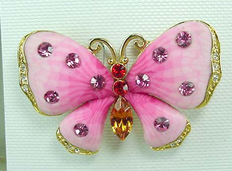  Jewellery importer women China wholesaler supply pinky cz enamel pink butterfly brooch  