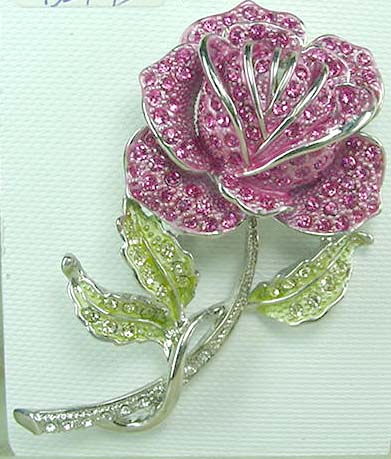  Jewelry distributor wholesale cubic zironia China manufacturer classic pinky rose brooch  