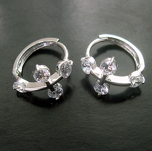   Religions China import and export wholeale cross shape clear cz embedded shimp sterling silver earring  