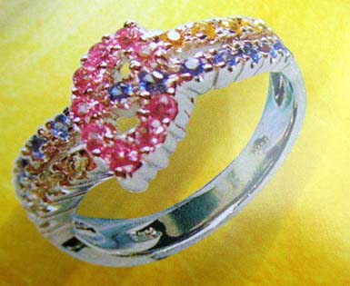   Trendy China collectible fashion jewelry wholesale multi color double layer leaf shape cz ring   