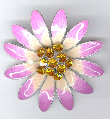   Wholesale specializing in China fine quality made orangle topaz inlay purple flower pin     