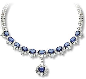  Online wedding jewelry supplier wholesale deep blue and clear cz crystal necklace       