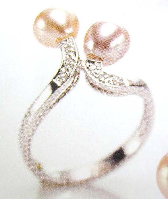 Wholesale pearl wedding jewelry China wholesale open shape orange fresh water pearl ring  